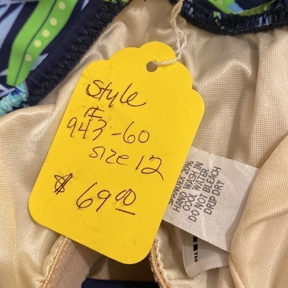 T.H.E. Palm print navy one piece swimwear. Size 12. New. - Picture 8 of 12